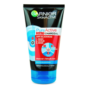 GAR PURE ACTIVE 3IN1 CHARCOAL F/WASH 100ML
