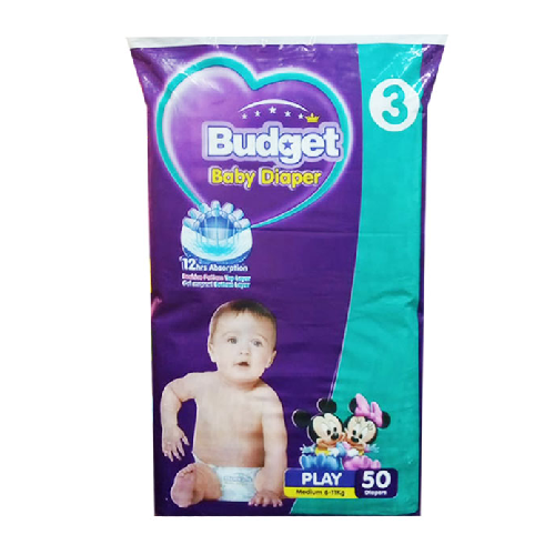 BUDGET BABY DIAPER NEW BORN NO1 50PEC