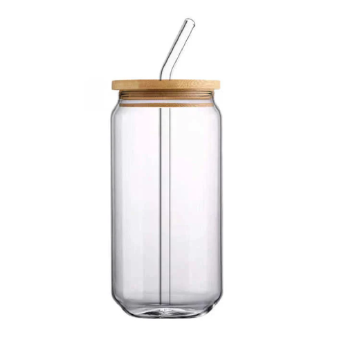 ICE TEA GLASS CLEAR WITH STRAW